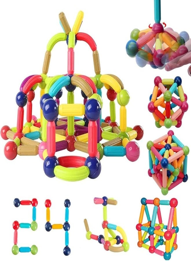 Barasti Magnetic Sticks Building Blocks for Kids Toy, Activity Game for Toddlers, Learning Educational Magnetic Toy for Girls, Learning Sticks & Balls for Kids Years 4 5 6 8 10 to 12 Old (24 Pcs) - Image 1